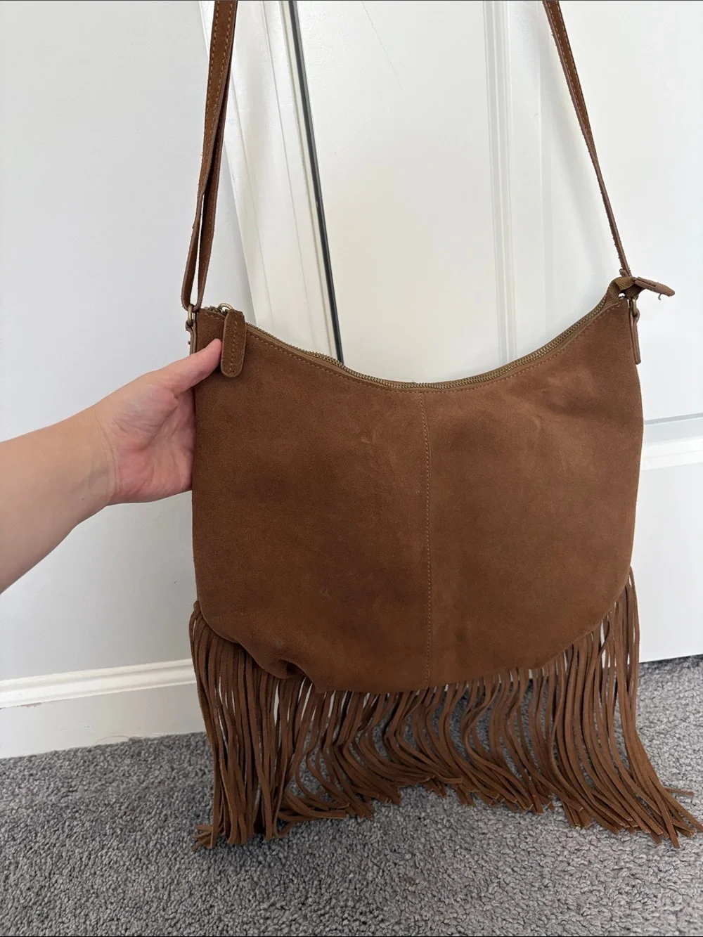 Margot Suede Leather Chic Fringe Hobo